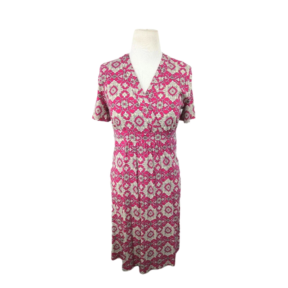 Croft & Barrow Women's Dress M V-Neck Midi Short sleeve Fit & Flare Pink Dress